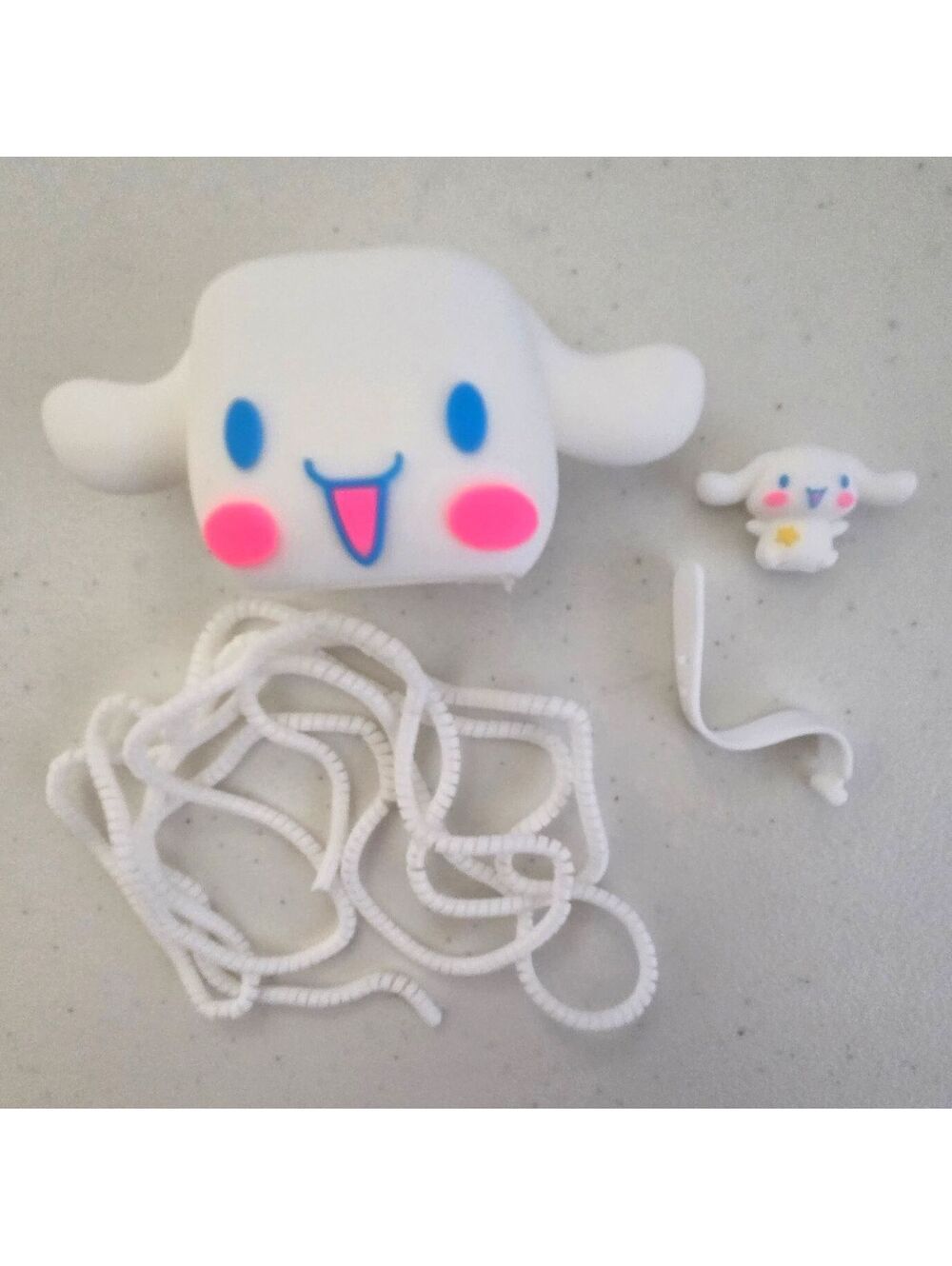 Kawaii White Puppy Earbud Case Cover Cable Cord Protector Sleeve Wrap Set NEW